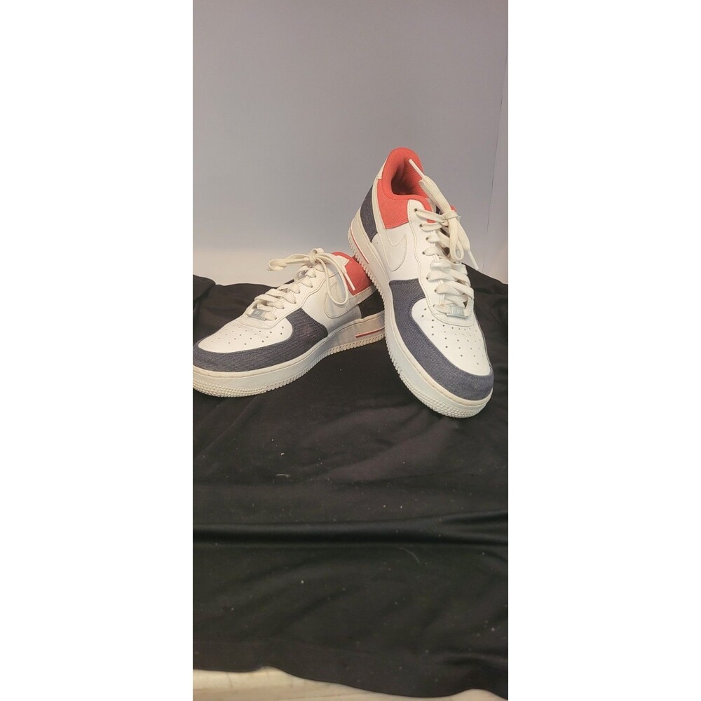 Size 8  Nike Air Force 1 '07 LX White Red Denim  Pre-owned In Box